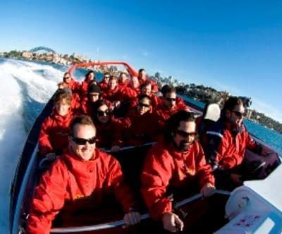 Thrill ride jet boat on Sydney Harbour with Amazing Races as a thrilling fun adrenaline excitement challenge