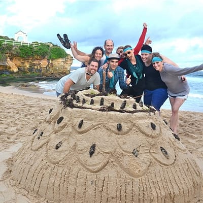 Coogee beach fun team building sand sculpting activities during an amazing race event