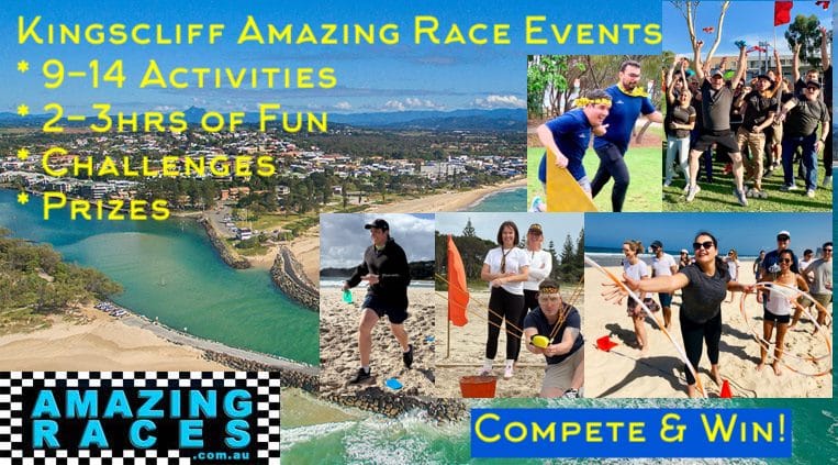 beachside amazing races staff and team activities in Cabarita to Cudgen Creek fun events for staff conferences